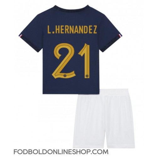 Frankrig Lucas Hernandez #21 Hjemme Trøje Børn VM 2022 Kortærmet (+ Korte bukser)